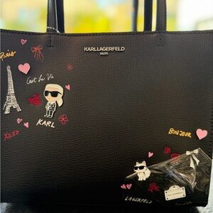 Karl Lagerfeld black Maybelle satchel NWT